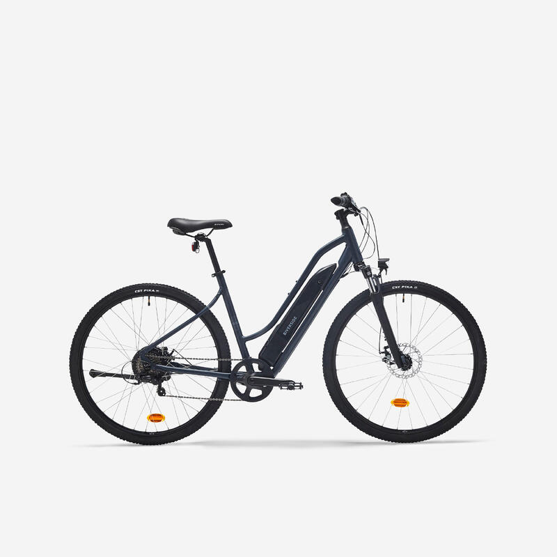 Bici elettrica a pedalata assistita trekking RIVERSIDE 100 E telaio basso azzurr