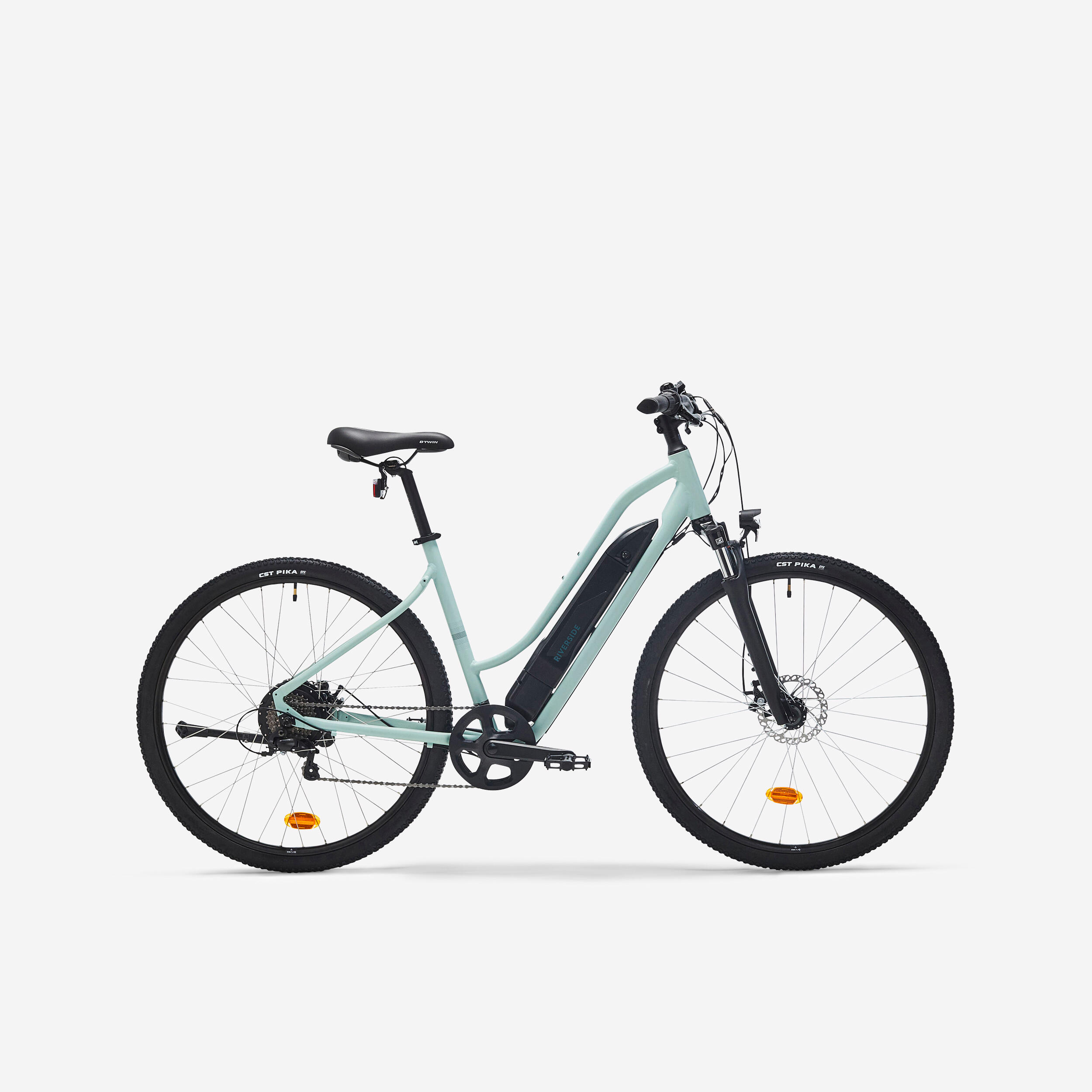 Decathlon | Bici elettrica a pedalata assistita trekking RIVERSIDE 100 E telaio basso verde |  Riverside