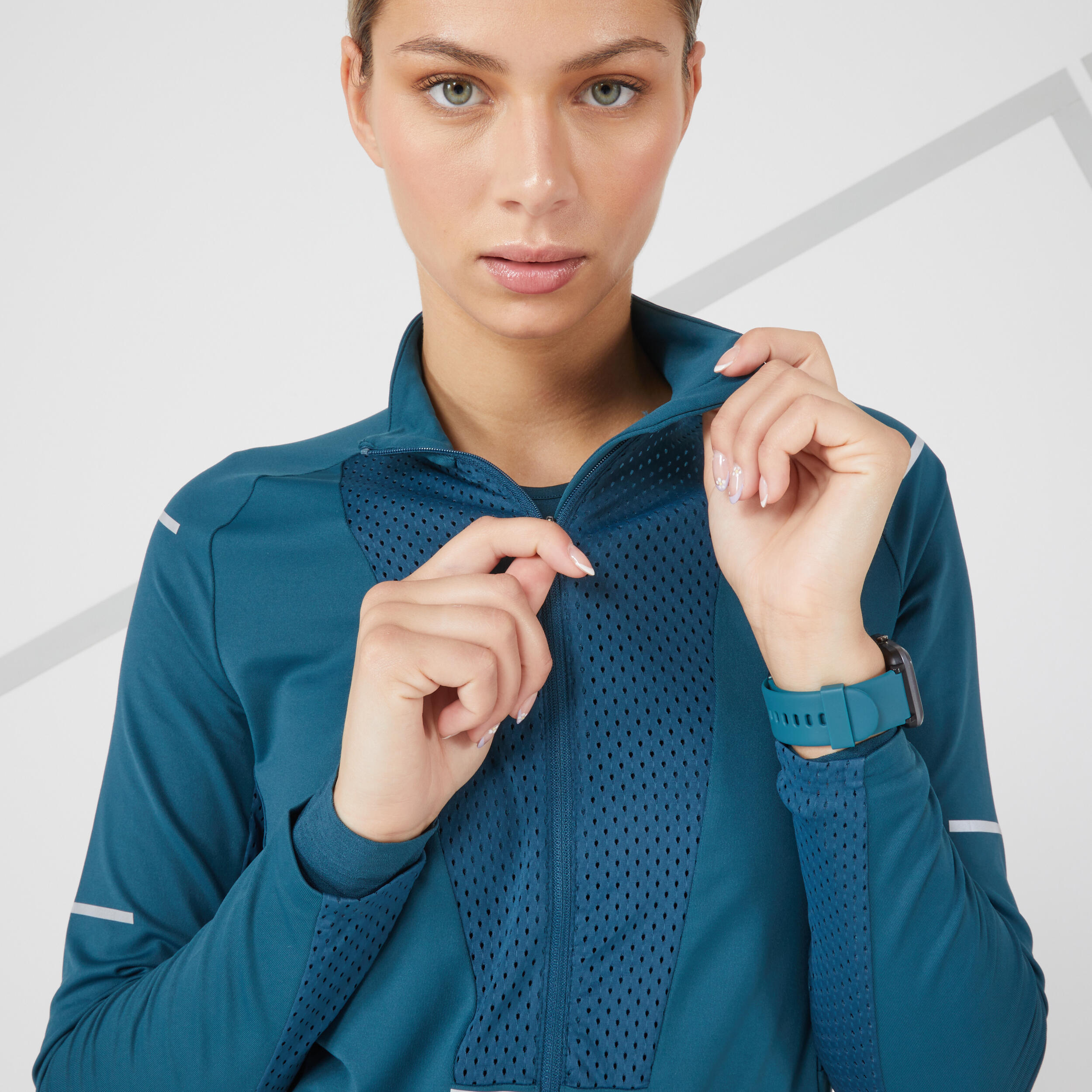 WOMEN'S RUNNING BREATHABLE JACKET - TURQUOISE 7/11