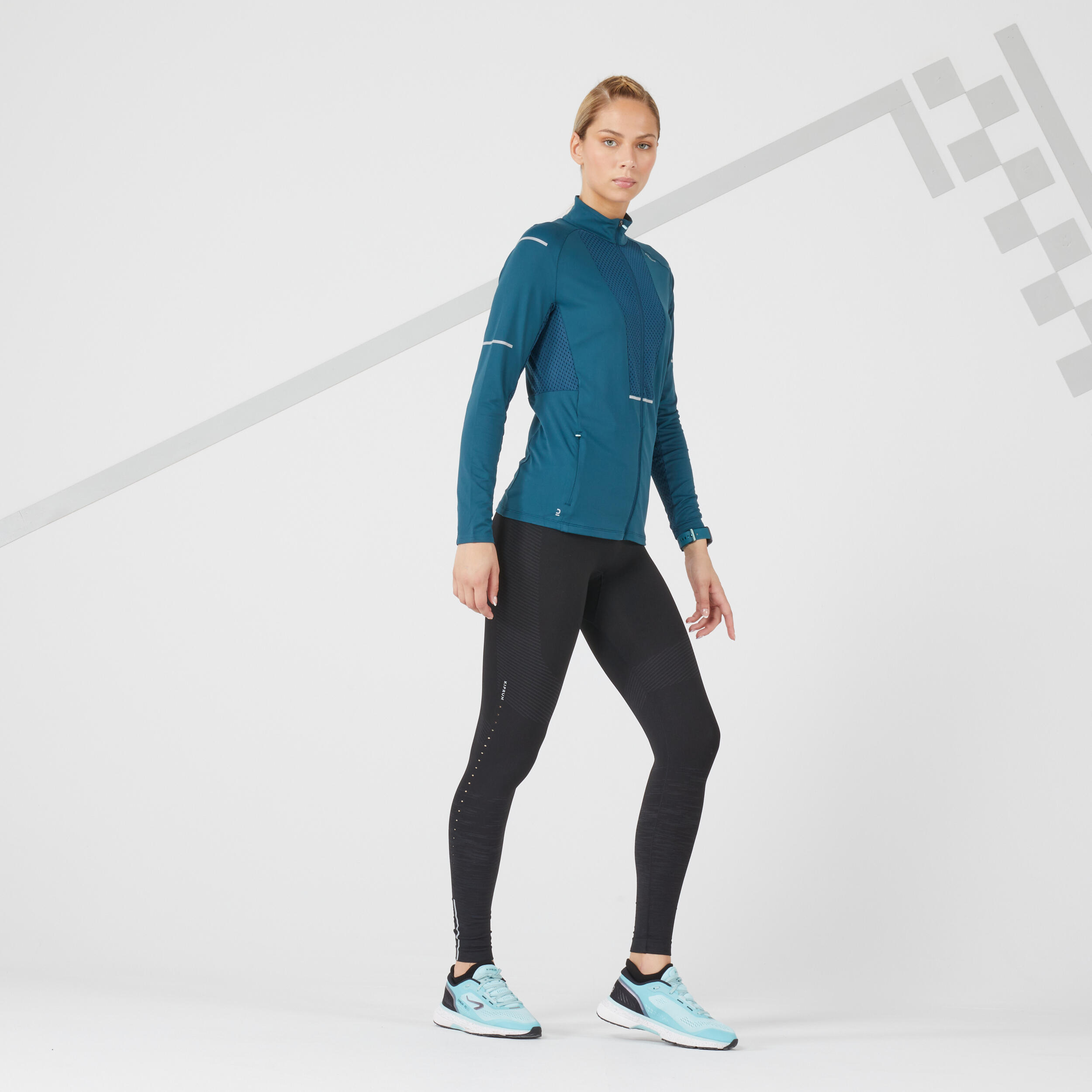 WOMEN'S RUNNING BREATHABLE JACKET - TURQUOISE 2/11