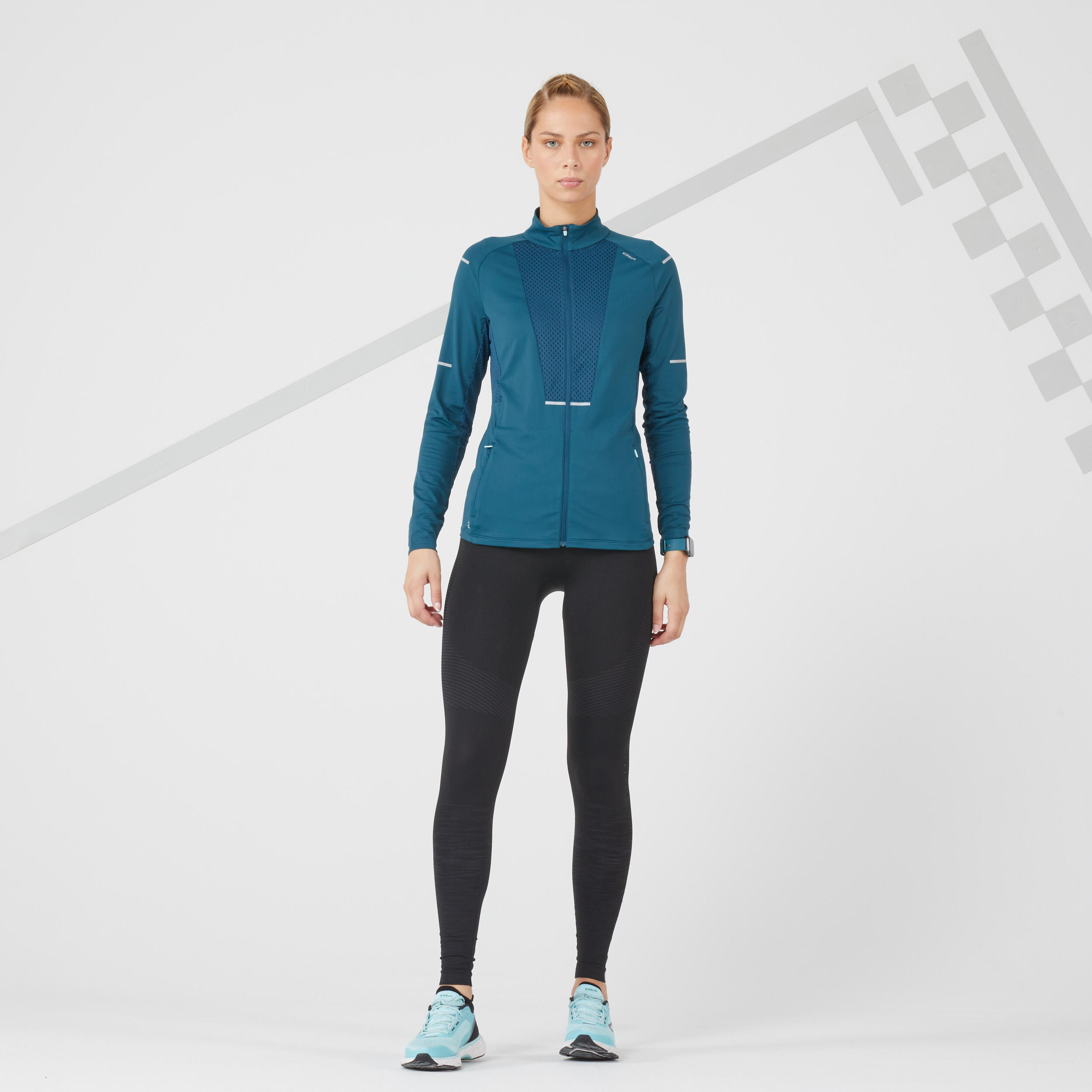 WOMEN'S RUNNING BREATHABLE JACKET - TURQUOISE 8/11