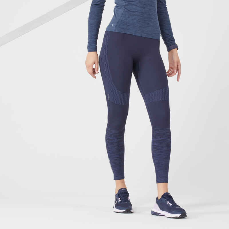 KIPRUN CARE WOMEN'S SEAMLESS RUNNING TIGHTS - BLUE - Decathlon