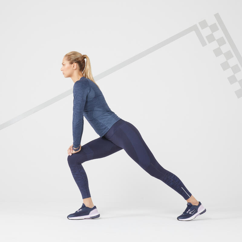 COLLANT RUNNING SANS COUTURE FEMME - KIPRUN CARE BLEU