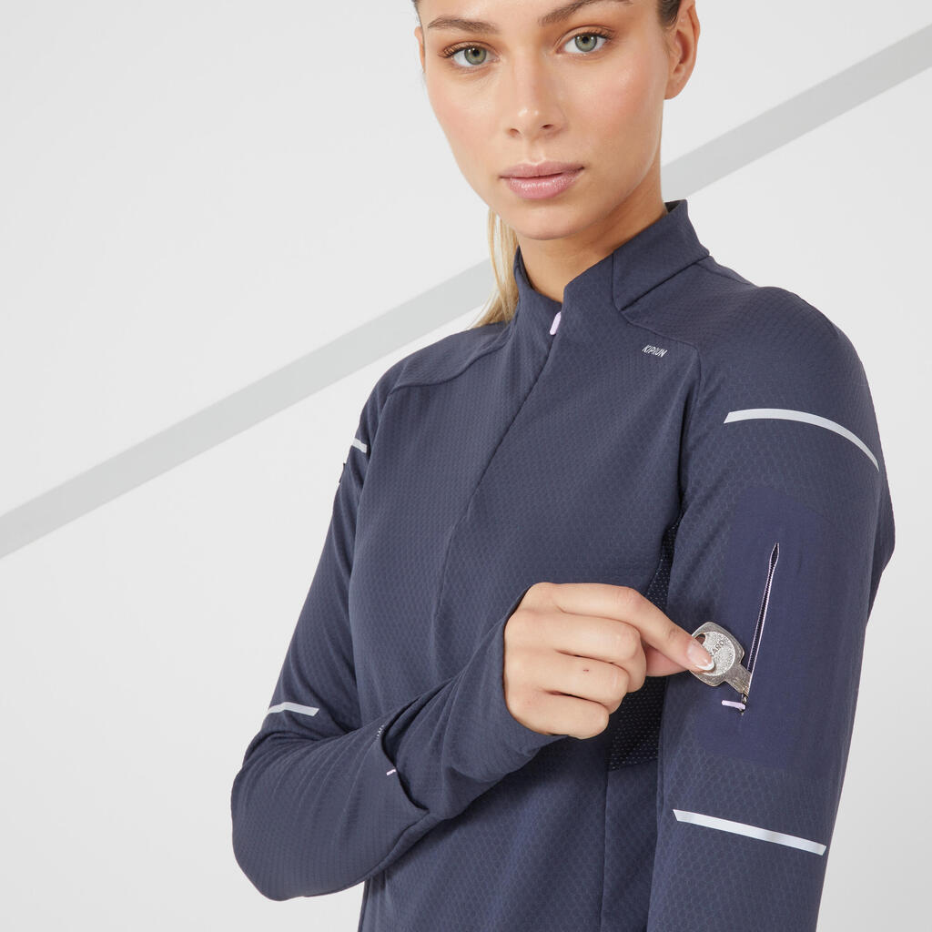 WARM LIGHT WOMEN'S LS WINTER RUNNING SHIRT - BLUE