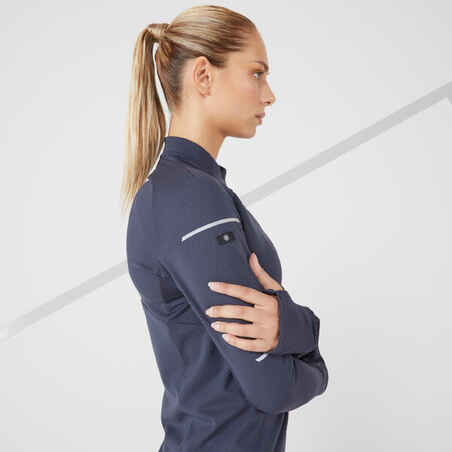 Vyriški bėgimo marškinėliai ilgomis rankovėmis „Kiprun Warm Light“, mėlyna