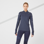 TEE SHIRT RUNNING MANCHES LONGUES HIVER FEMME - KIPRUN WARM LIGHT BLEU