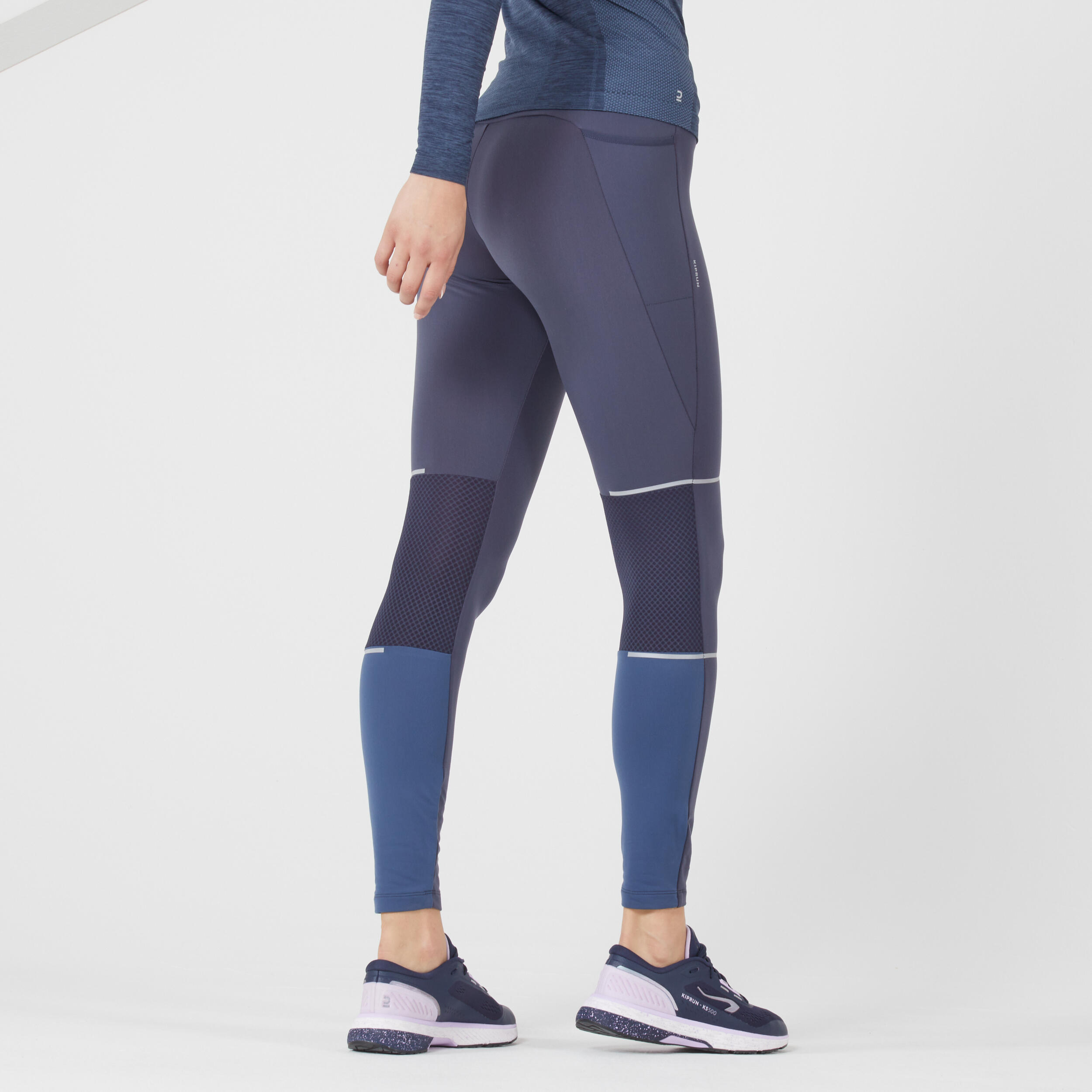 WARM WOMEN'S WARM RUNNING TIGHTS - BLUE 3/7