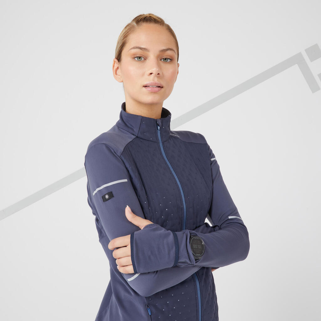 JAKNA ZA TRČANJE KIPRUN WARM ŽENSKA - CRNO/PLAVA