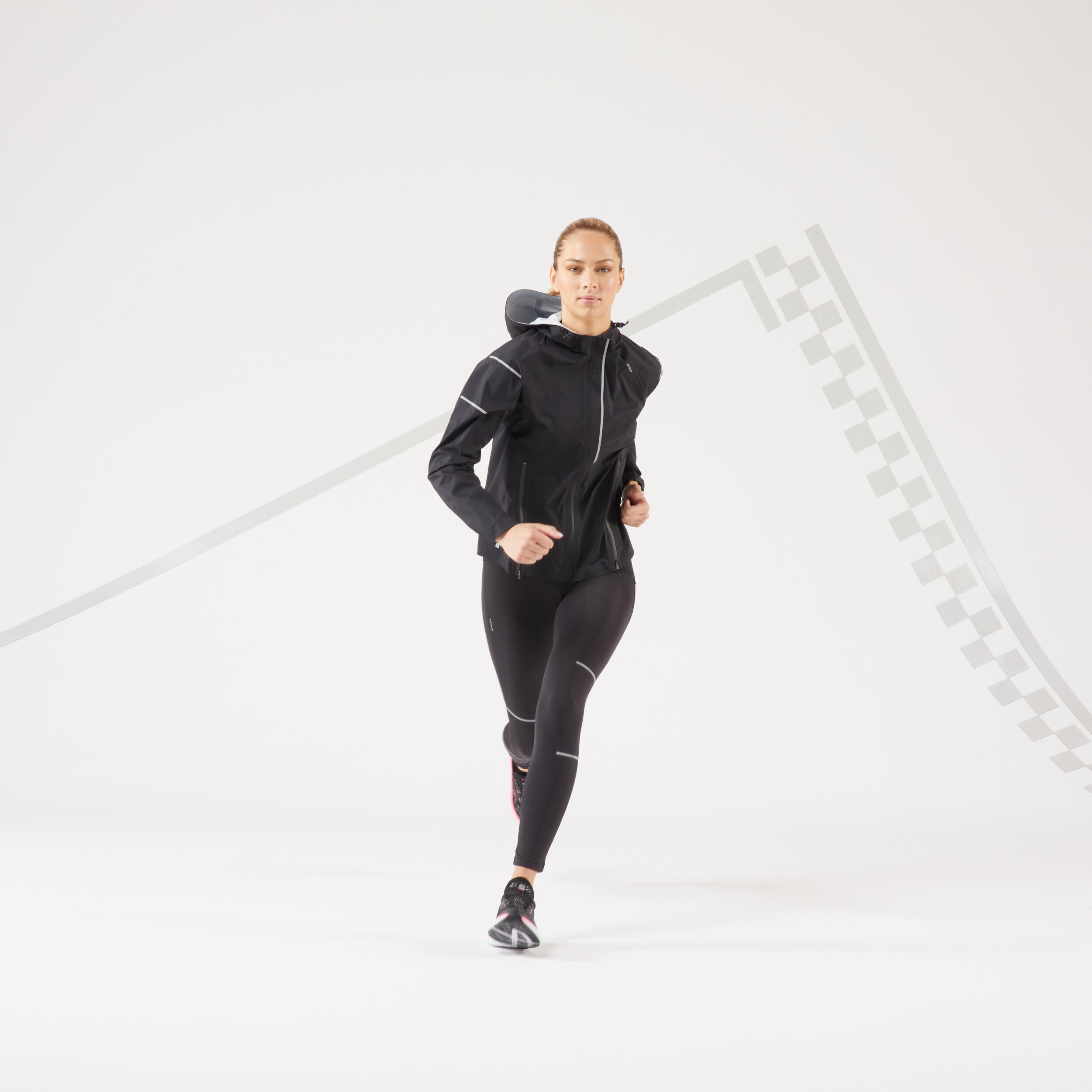 WOMEN'S WATERPROOF WINDPROOF JACKET - KIPRUN RAIN+ - BLACK 2/10