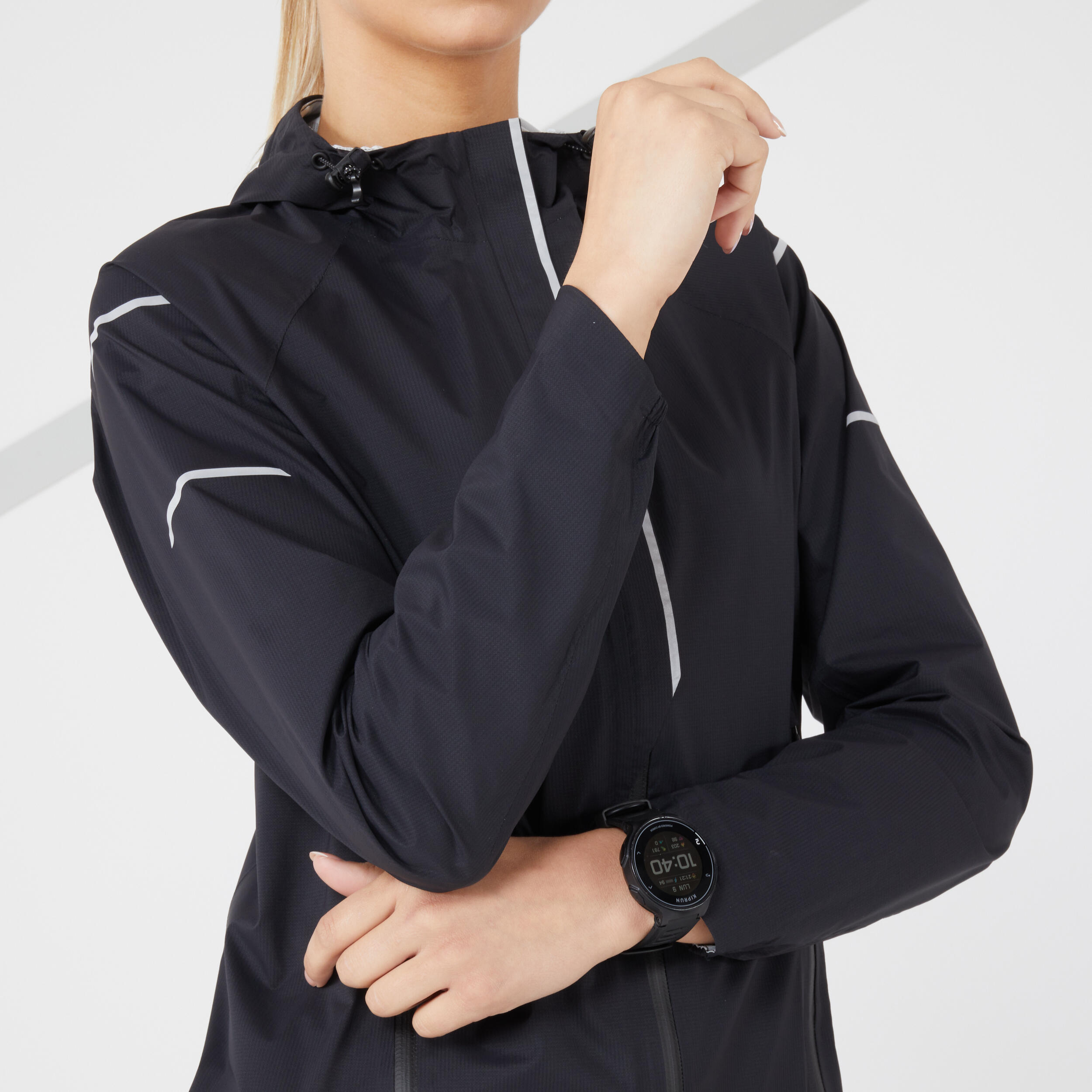 WOMEN'S WATERPROOF WINDPROOF JACKET - KIPRUN RAIN+ - BLACK 7/10