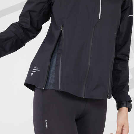 WOMEN'S WATERPROOF WINDPROOF JACKET - KIPRUN RAIN+ - BLACK