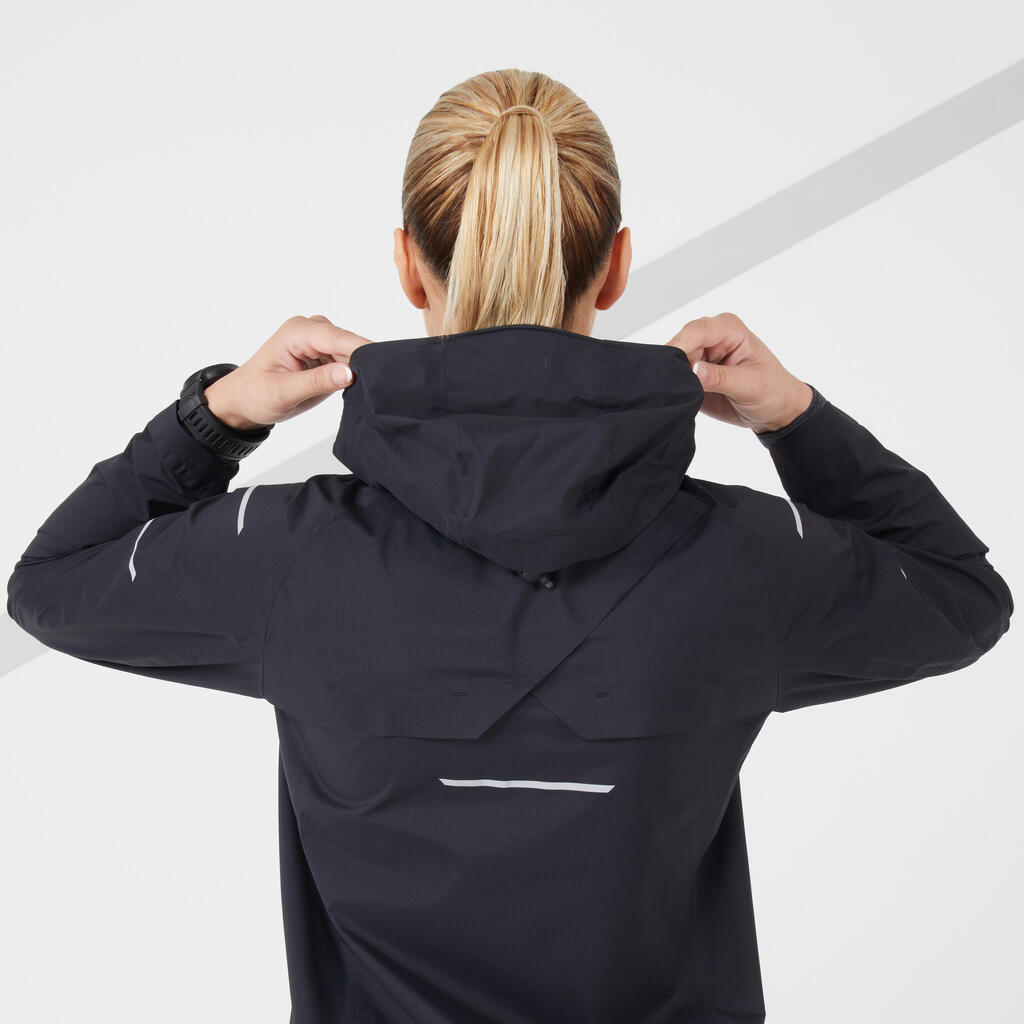 WOMEN'S WATERPROOF WINDPROOF JACKET - KIPRUN RAIN+ - BLACK