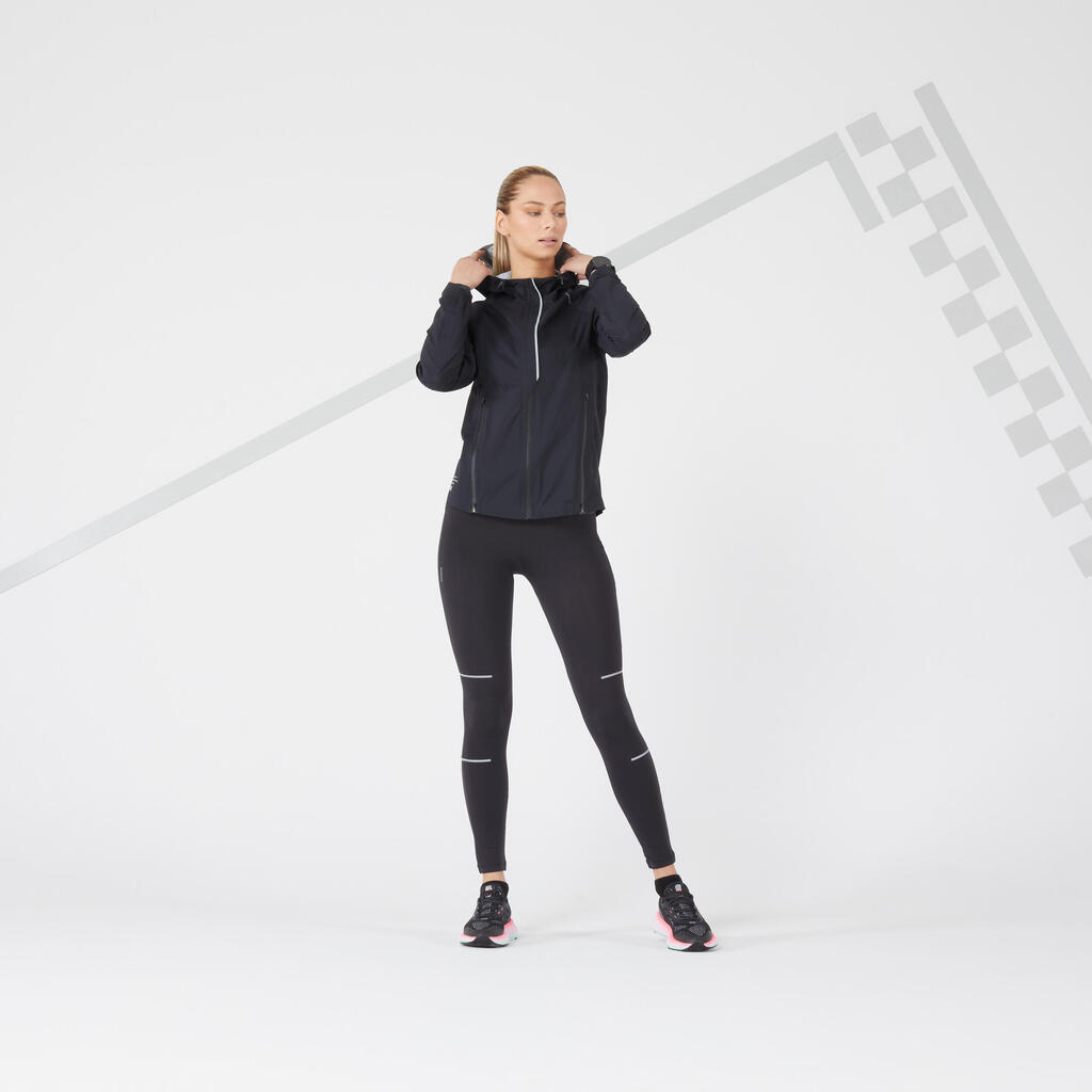 WOMEN'S WATERPROOF WINDPROOF JACKET - KIPRUN RAIN+ - BLACK