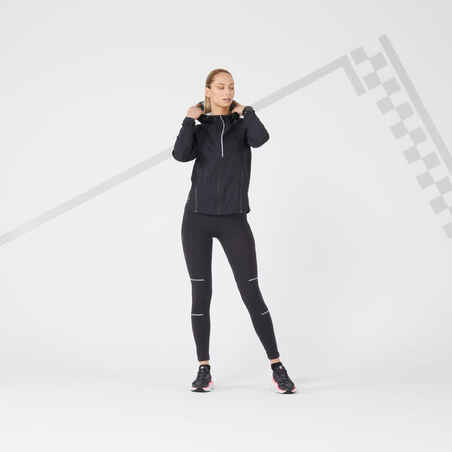 WOMEN'S WATERPROOF WINDPROOF JACKET - KIPRUN RAIN+ - BLACK