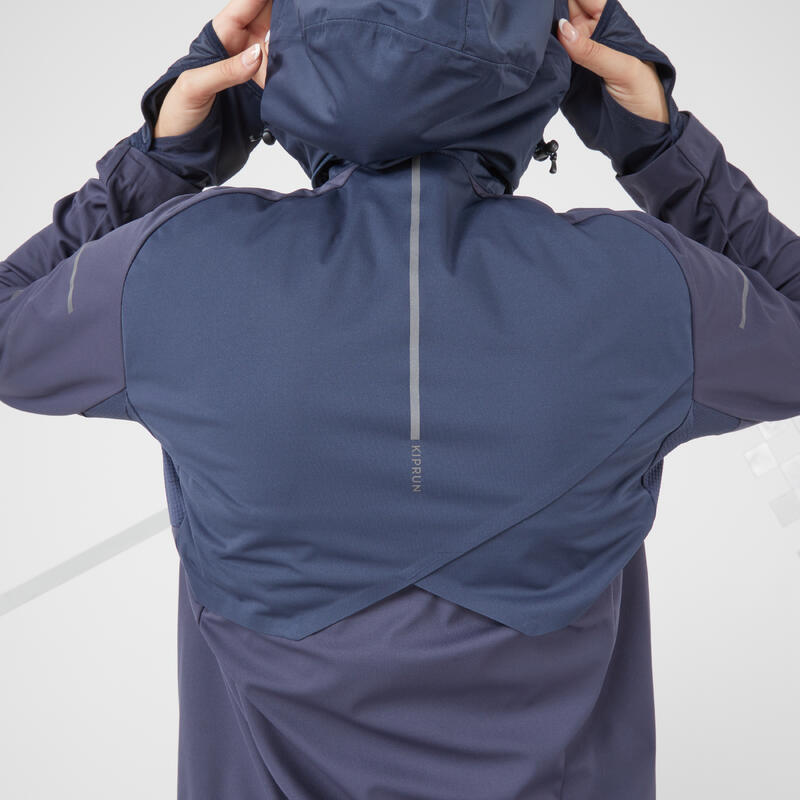 Jachetă Protecție Vânt și Hidrofobă Alergare pe asfalt Warm Regul Albastru Damă 