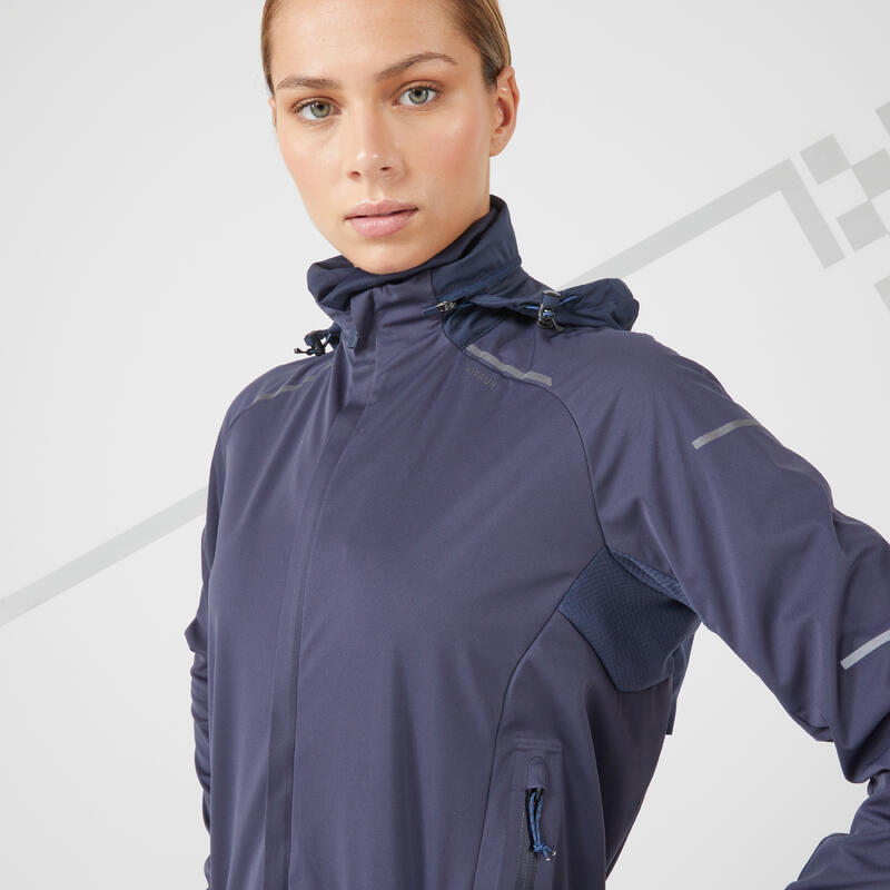 Laufjacke Winter Kiprun Warm Regul wasserabweisend winddicht Damen blau 