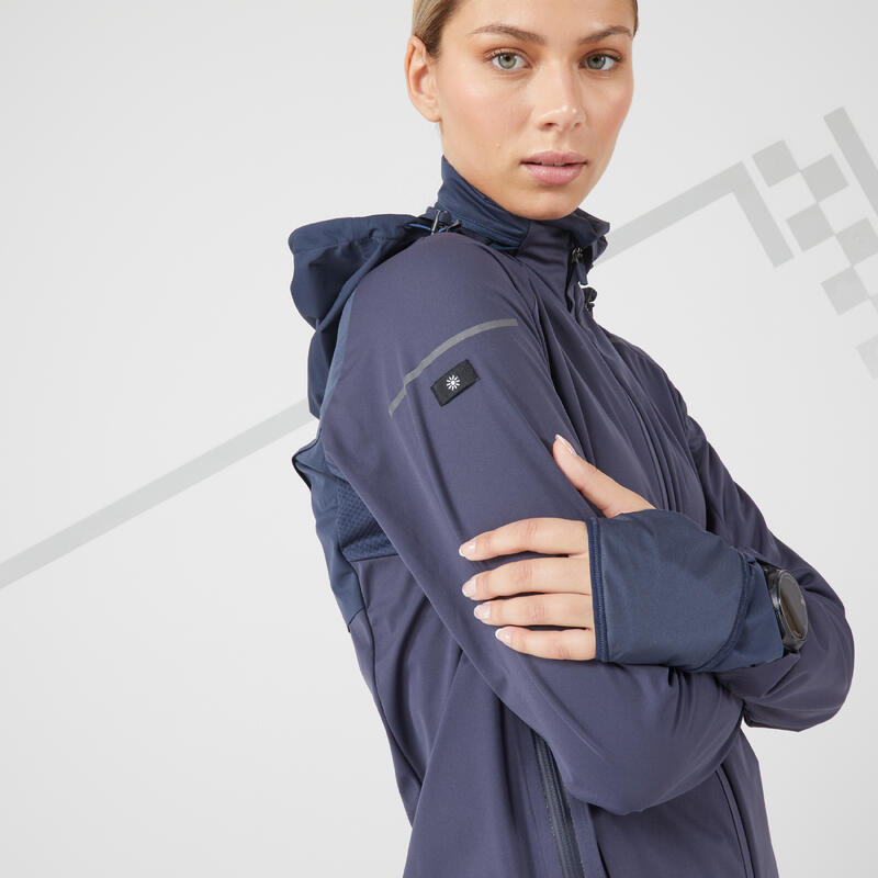 Laufjacke Winter Kiprun Warm Regul wasserabweisend winddicht Damen blau 