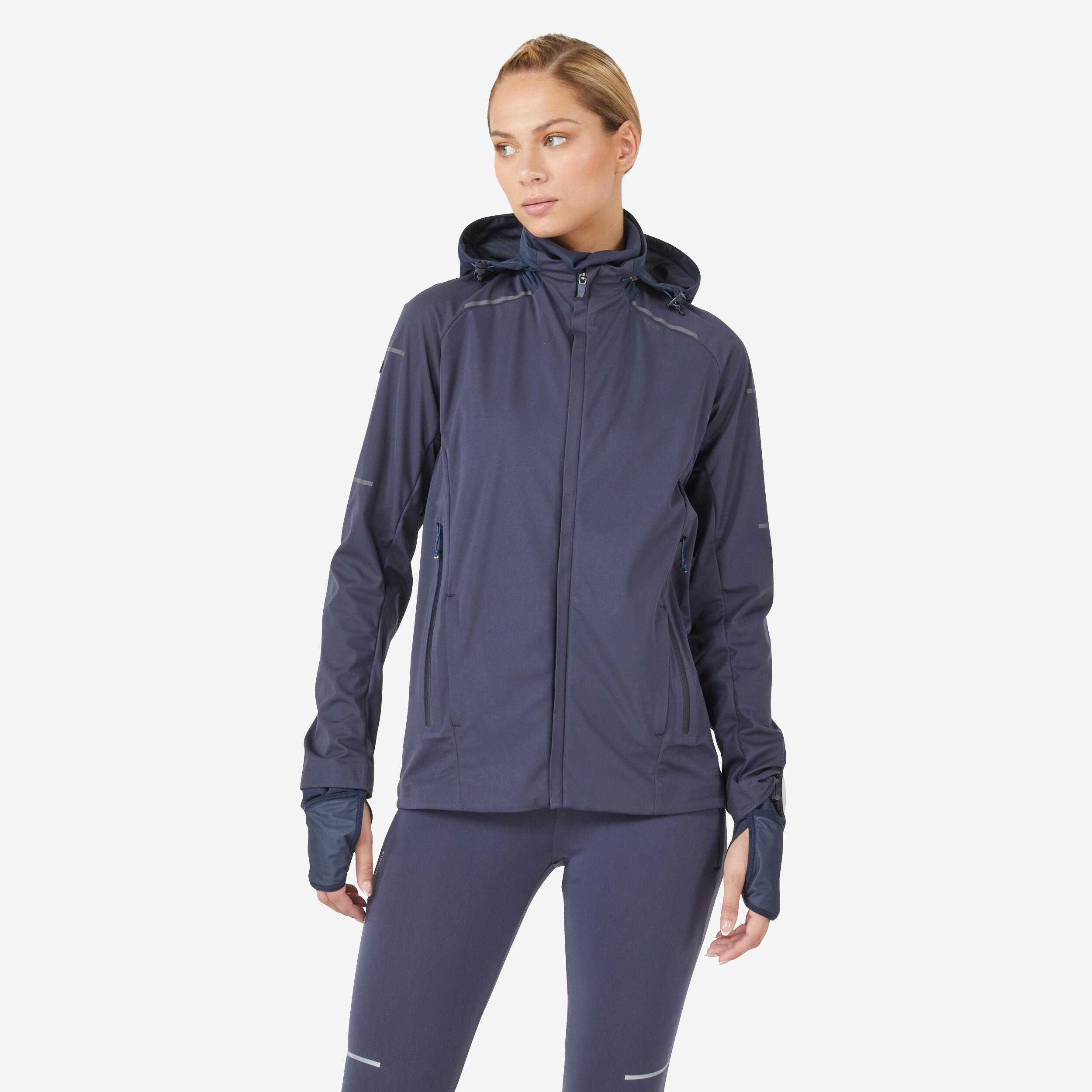 VESTE RUNNING HIVER FEMME DEPERLANTE COUPE VENT KIPRUN WARM REGUL NOIRE KIPRUN Decathlon