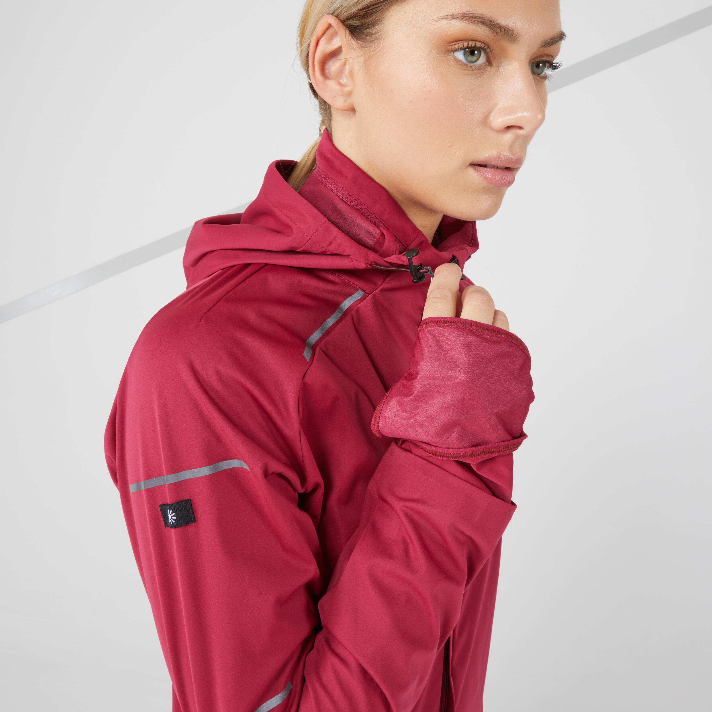 KIPRUN WARM REGUL WOMEN'S RUNNING JACKET BURGUNDY 9/10