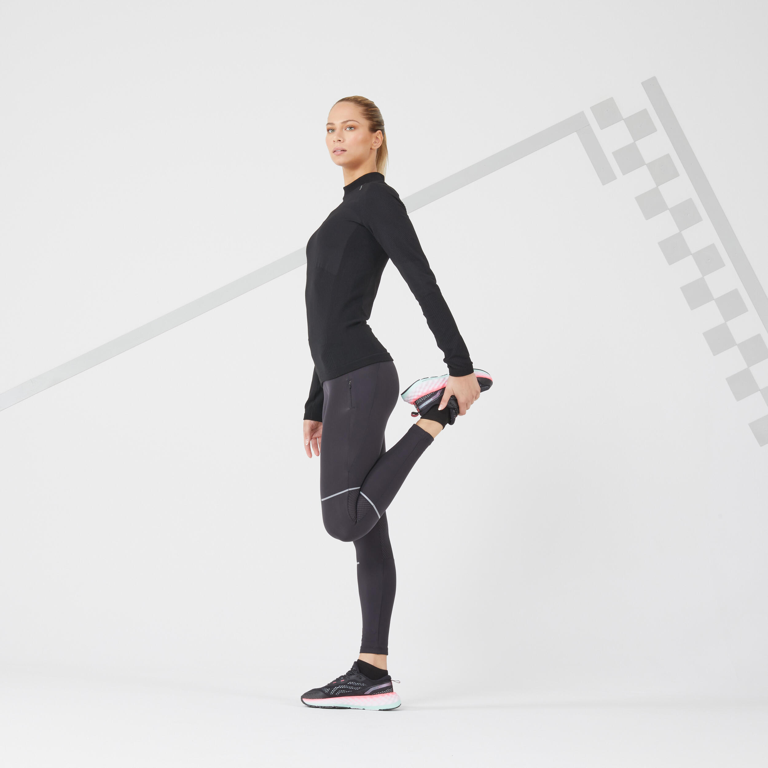 KIPRUN Run 900 Light women's running leggings - black - Decathlon