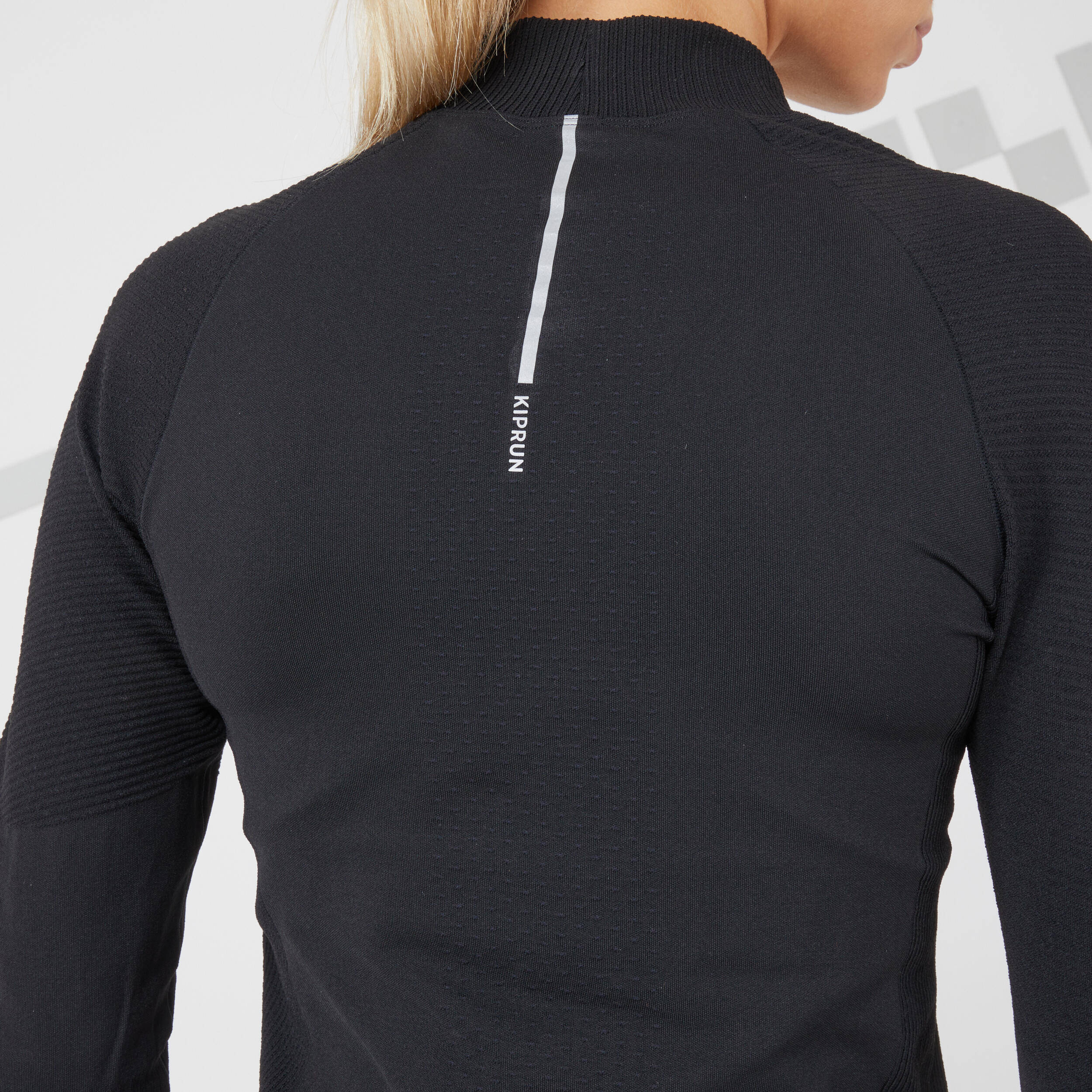 Run 500 Slim Women's Seamless Long-Sleeved Warm Running T-Shirt -black -  4