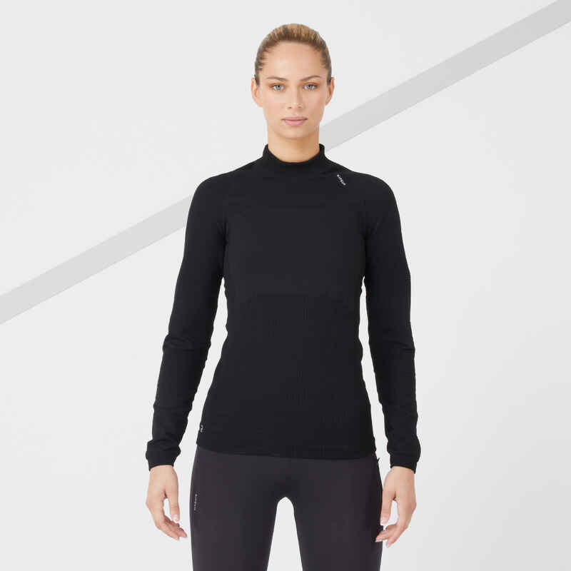 KIPRUN SKINCARE WOMEN'S LONG-SLEEVED SEAMLESS RUNNING T-SHIRT - BLACK