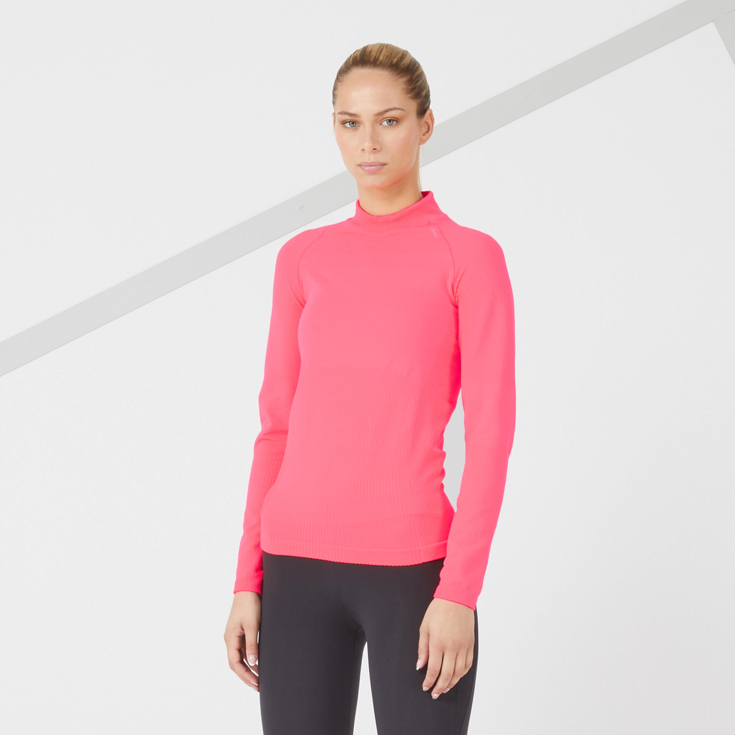 KIPRUN KIPRUN SKINCARE WOMEN'S SEAMLESS LONG-SLEEVED RUNNING T-SHIRT - PINK