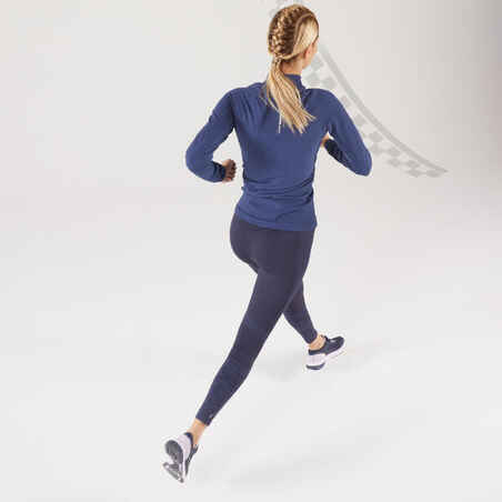 KIPRUN SKINCARE WOMEN'S LONG-SLEEVED SEAMLESS RUNNING T-SHIRT - BLUE