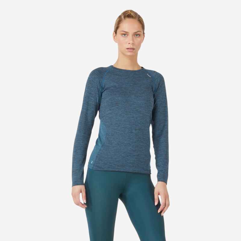 Laufshirt langarm atmungsaktiv Kiprun Skincare Light Damen smaragdgrün