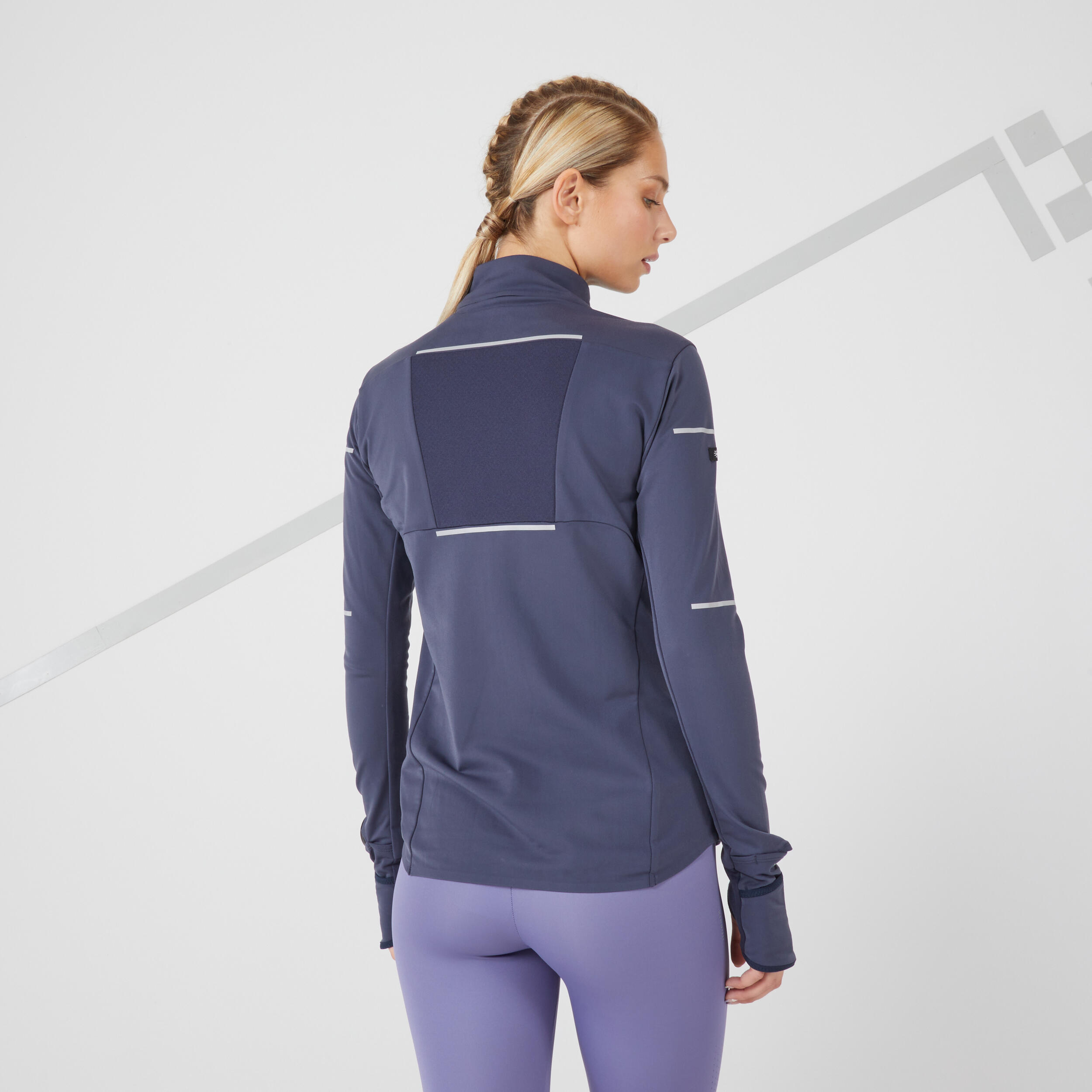 WARM WOMEN'S WINTER RUNNING JACKET BLACK MAUVE 3/8