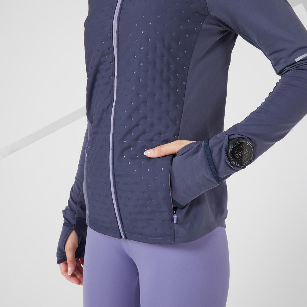 WARM WOMEN'S WINTER RUNNING JACKET BLACK BLUE