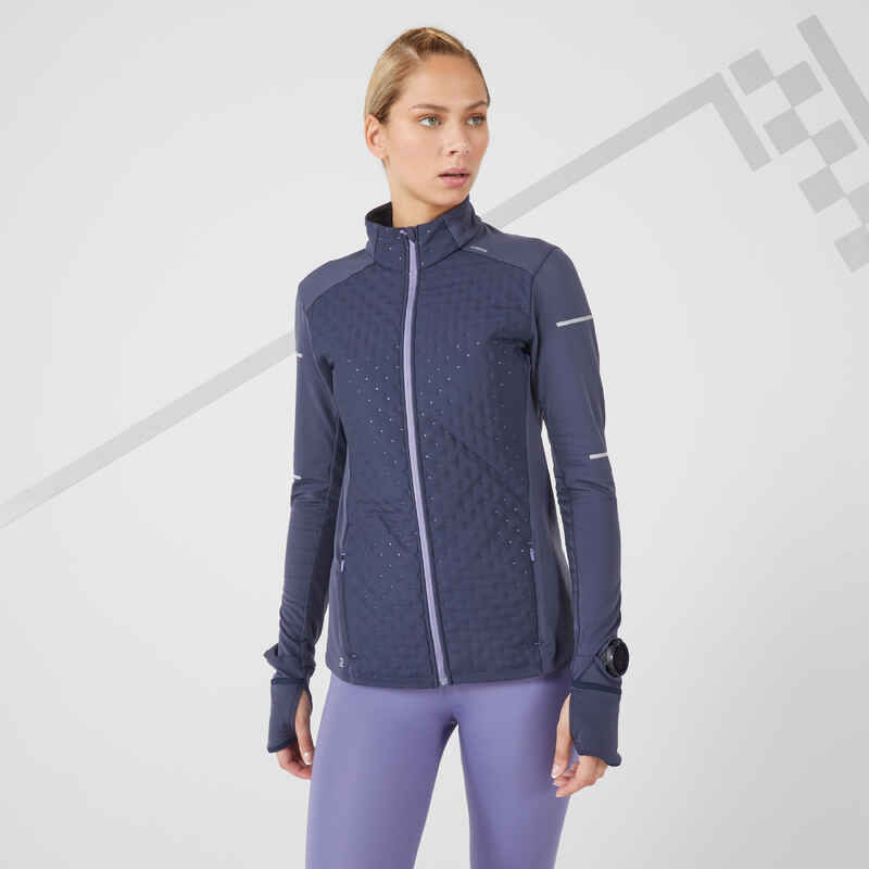 KIPRUN WARM WOMEN'S WINTER RUNNING JACKET BLACK MAUVE Decathlon