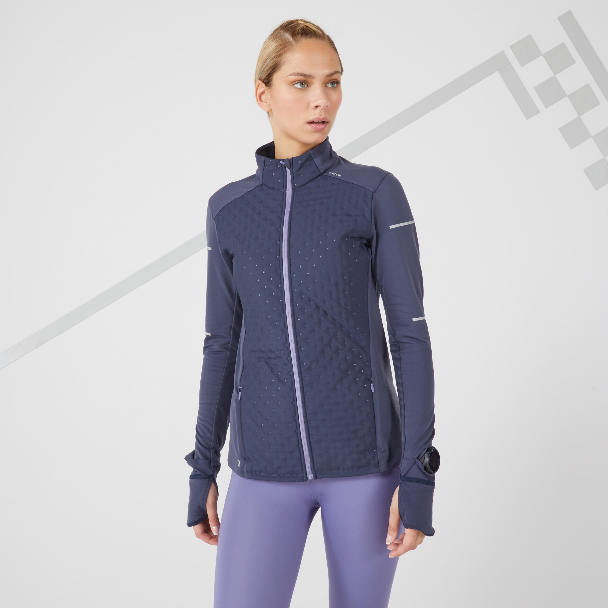 KIPRUN KIPRUN WARM WOMEN'S WINTER RUNNING JACKET BLACK MAUVE