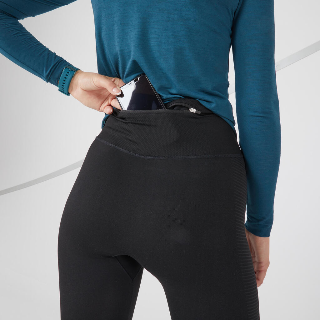 Lauftights lang Damen nahtlos - Care dunkelblau 