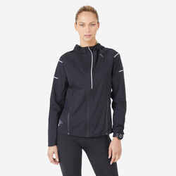 WOMEN'S WATERPROOF WINDPROOF JACKET - KIPRUN RAIN+ - BLACK