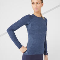 TEE SHIRT RUNNING MANCHES LONGUES FEMME RESPIRANT KIPRUN SKINCARE LIGHT BLEU