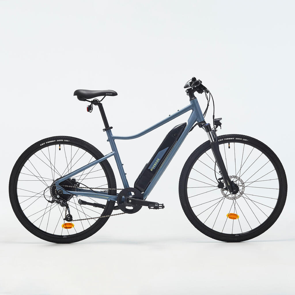 Trekingový elektrobicykel Riverside 520 E vysoký rám sivý