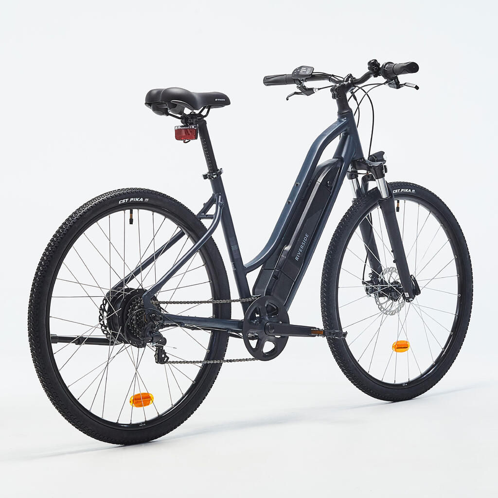 Elektrický trekingový bicykel Riverside 100 E nízky rám zelený