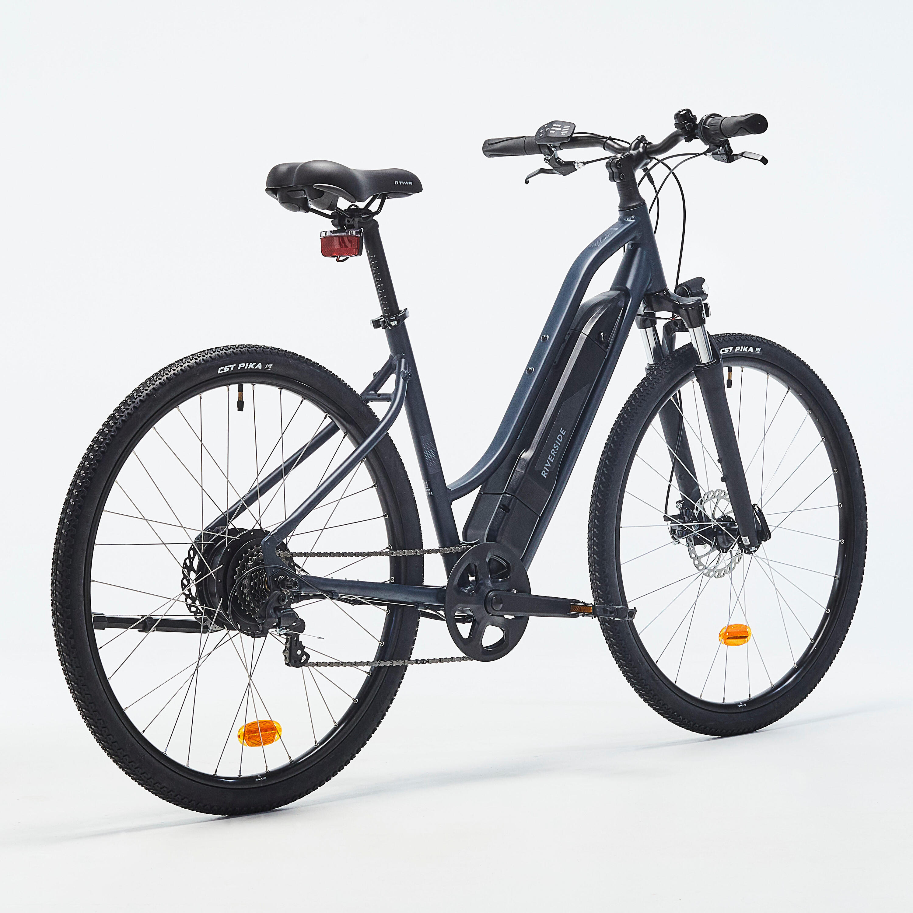 Low Frame Electric Hybrid Bike Riverside 100 E - Blue 3/19