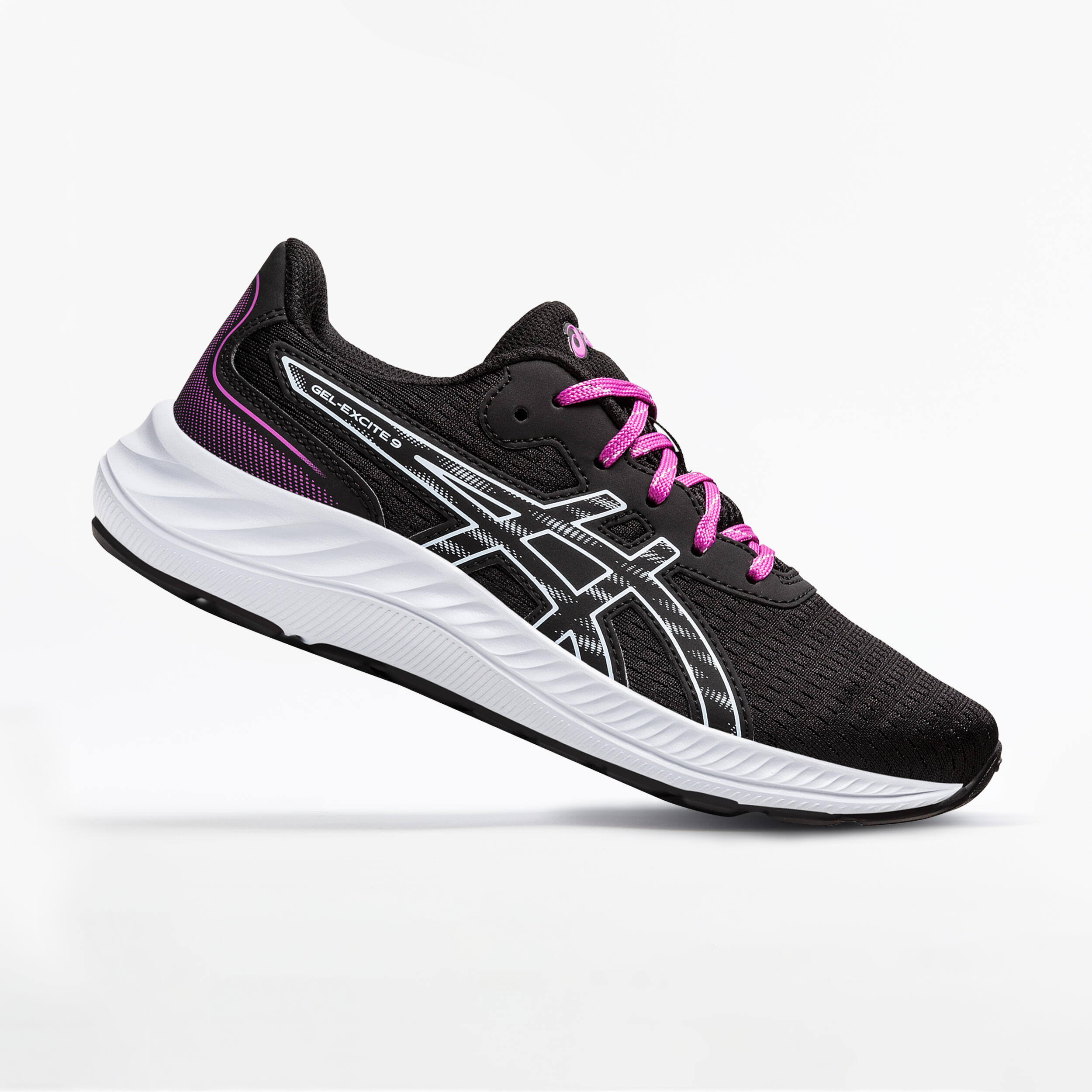 chaussures de running fille - asics gel excite 9 gs noir/rose - asics