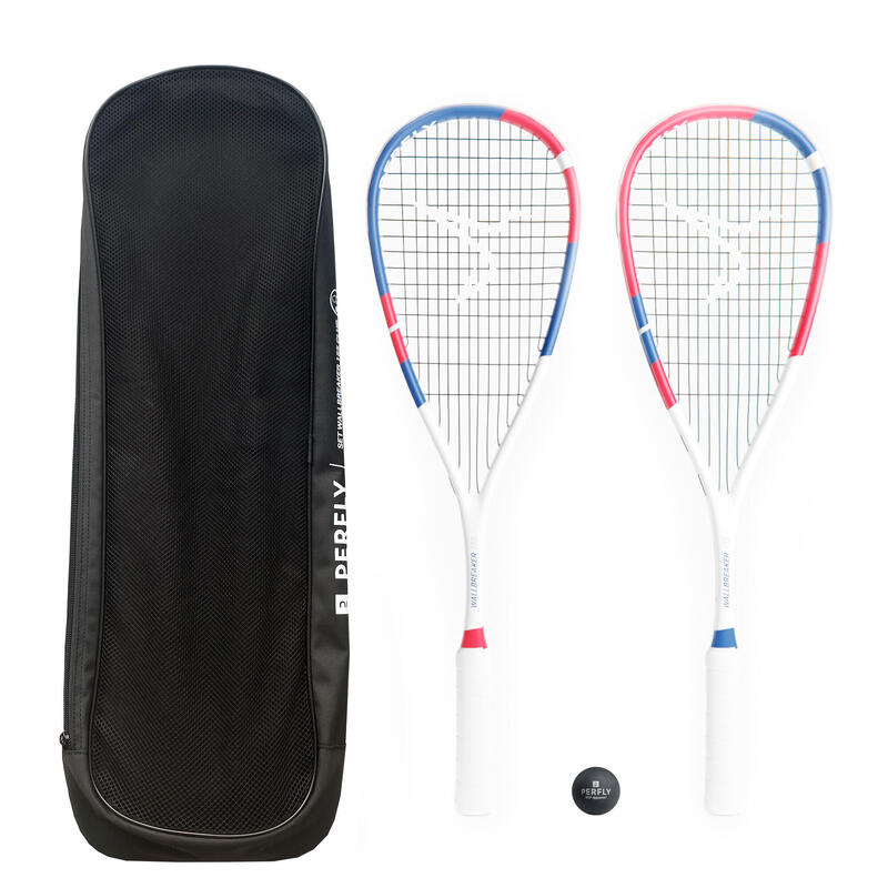 SET DE RAQUETAS DE SQUASH WALLBREAKER 155 CLUB (2 raquetas y 1 pelota de punto rojo)