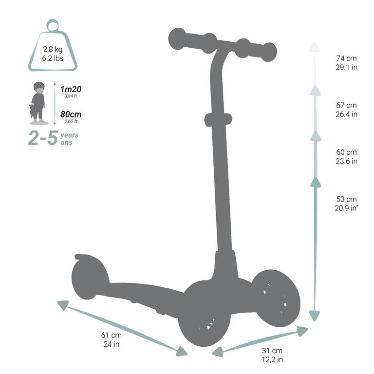 Skuter Roda Tiga Anak B1 500 - Putih/Mint