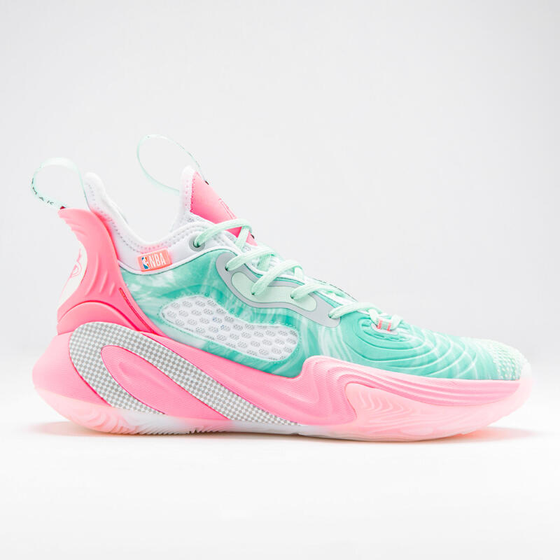 Basketbalové boty SE900 NBA Miami Heat zeleno-růžové 