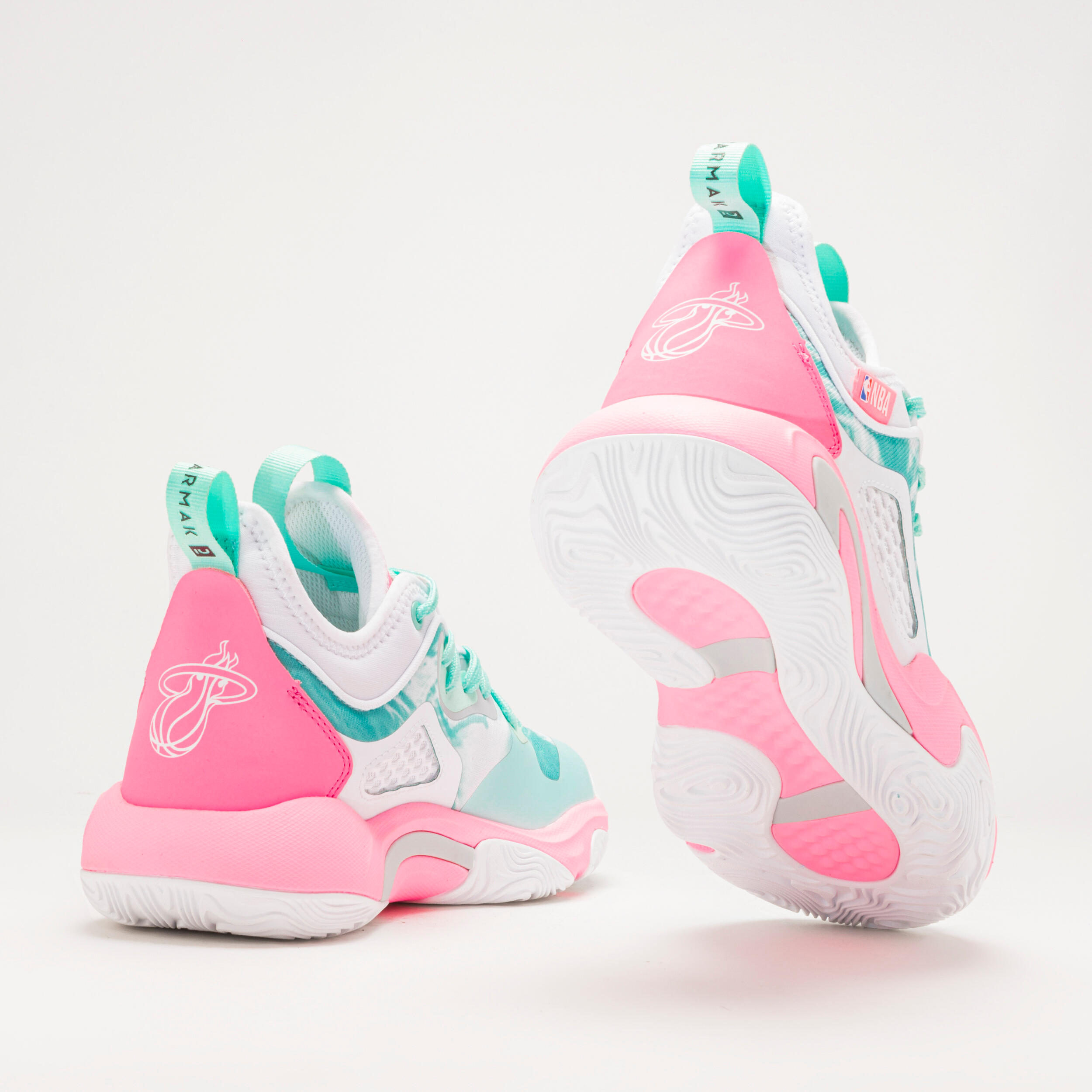 Kids' Basketball Shoes SE900 Mini Me - Green/Pink/NBA Miami Heat 3/10