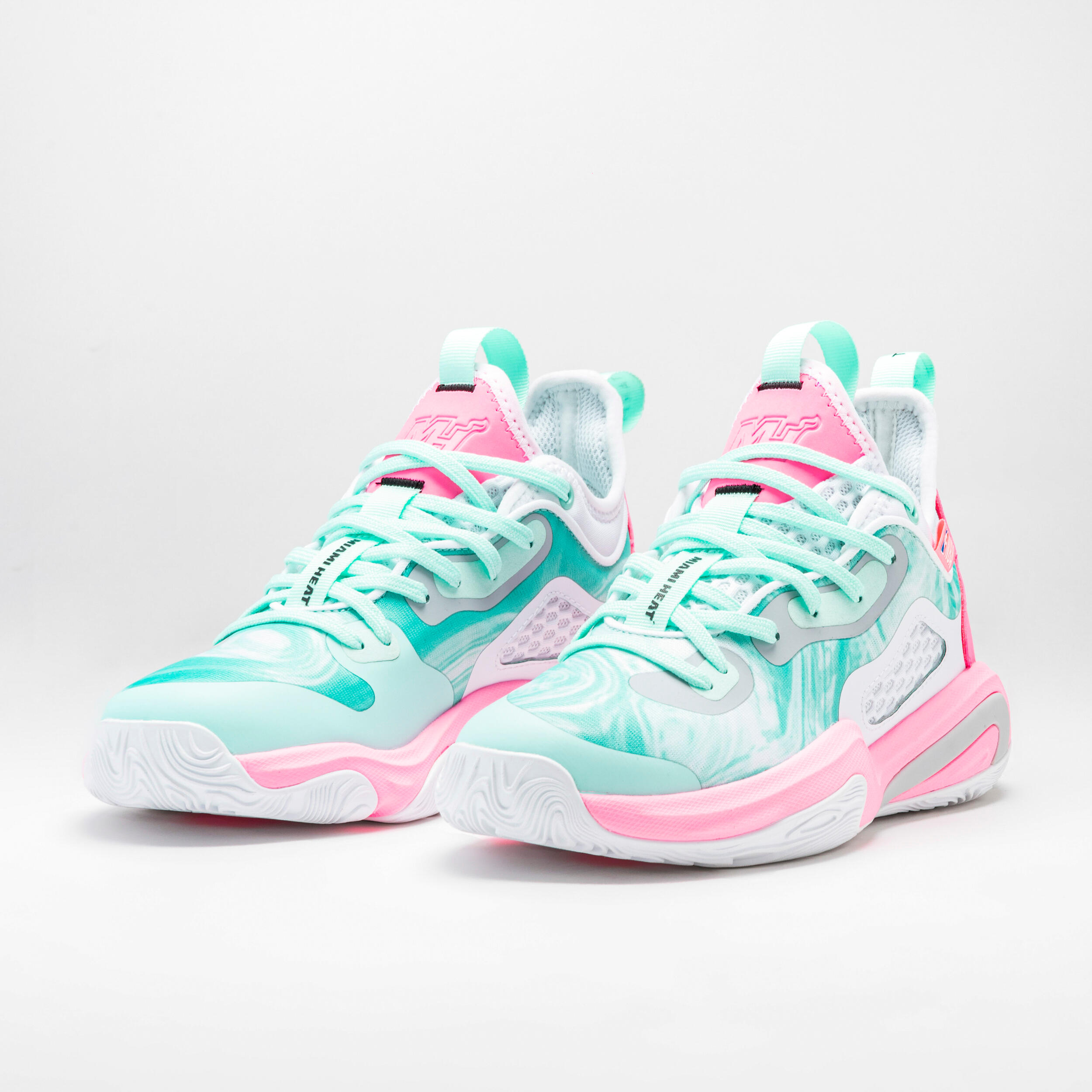 Kids' Basketball Shoes SE900 Mini Me - Green/Pink/NBA Miami Heat 2/10