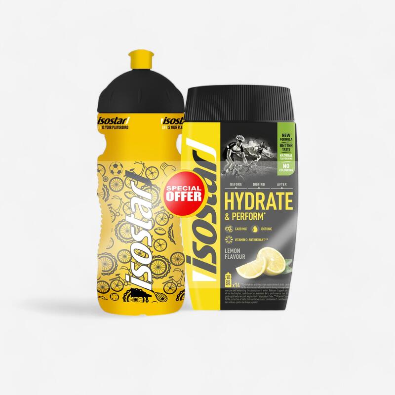 Speciální nabídka isotonického nápoje v prášku Hydrate&Perform citrónový 560 g / láhev 0,65 l