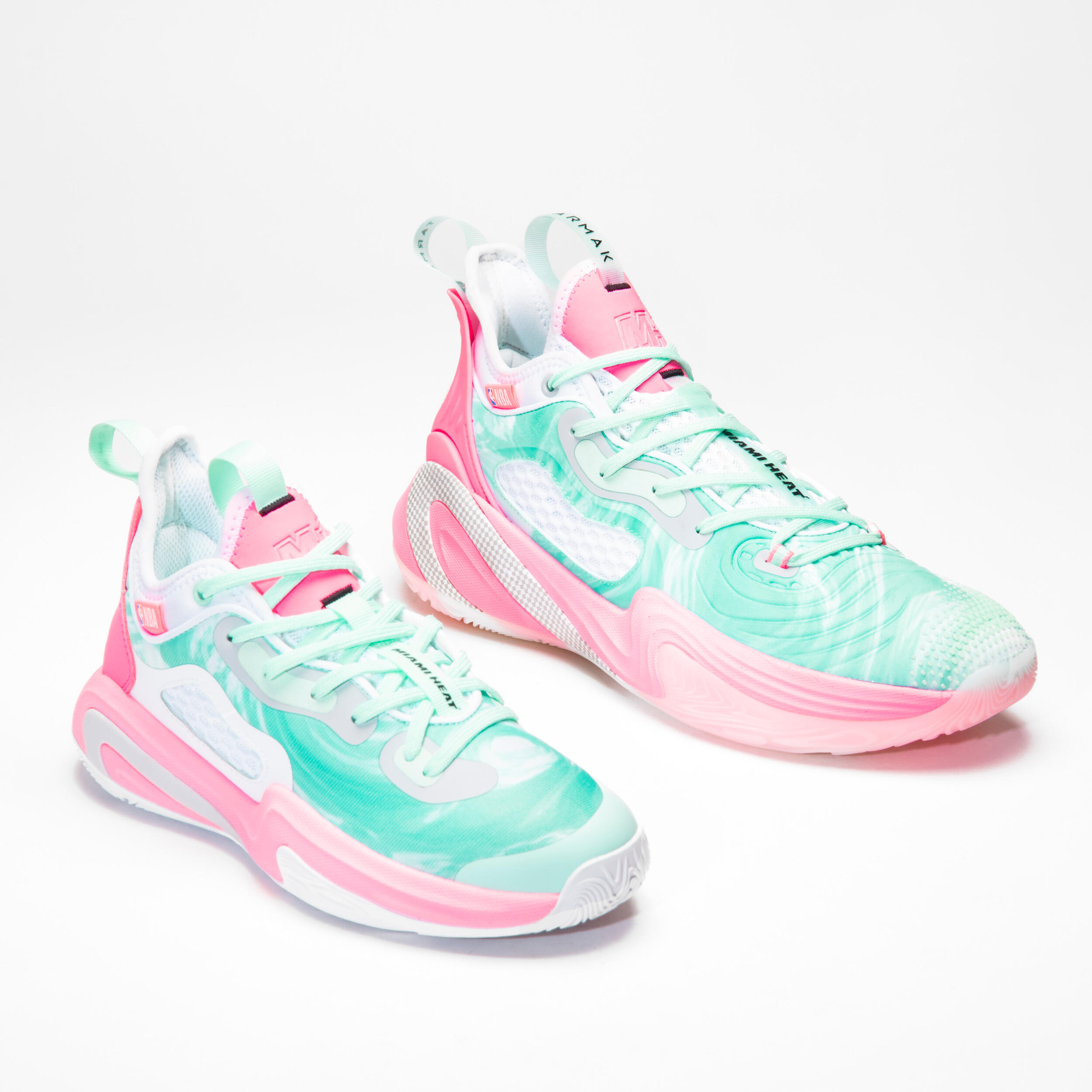Kids' Basketball Shoes SE900 Mini Me - Green/Pink/NBA Miami Heat 7/10