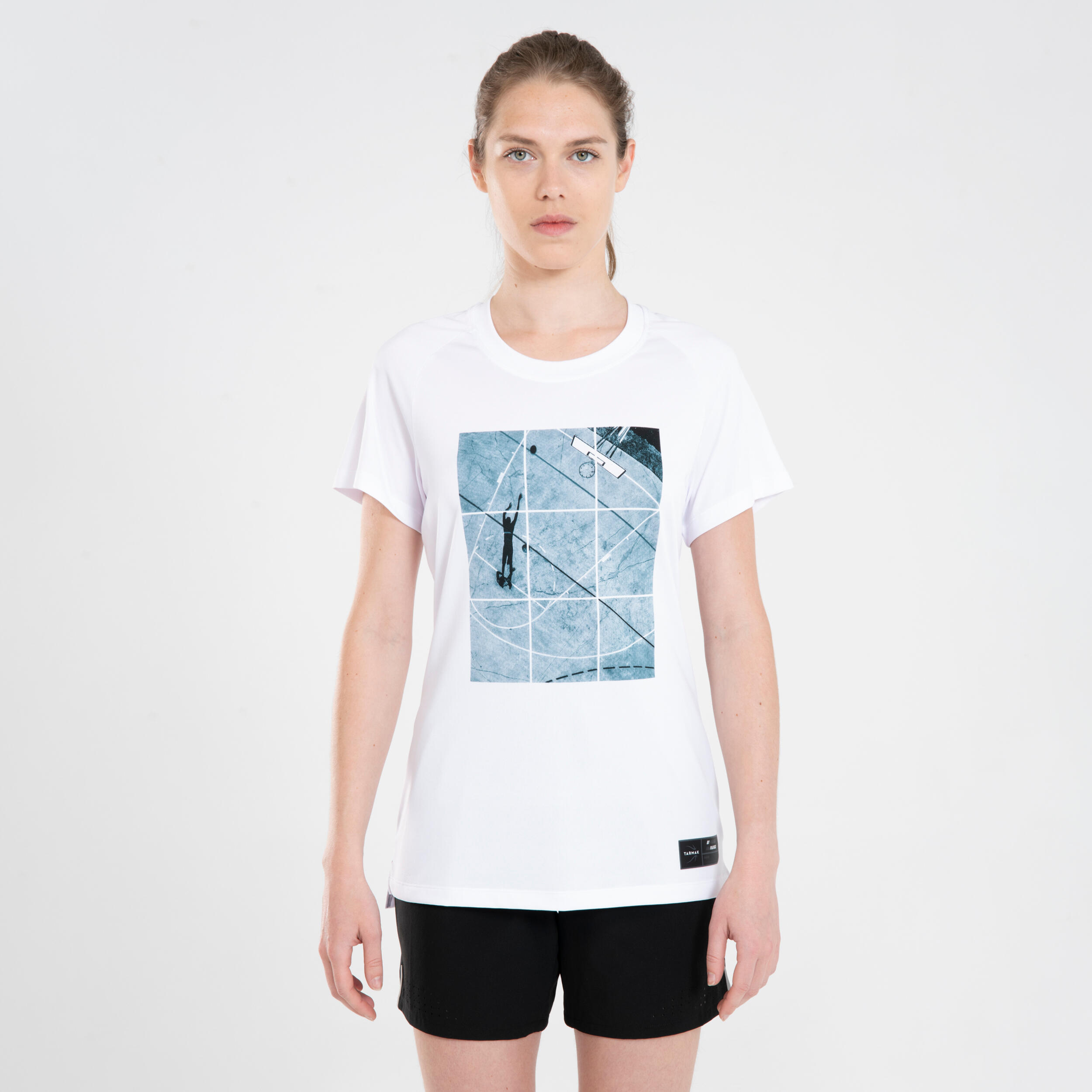 POLERA DE B SQUETBOL MUJER TS500 BLANCO Decathlon