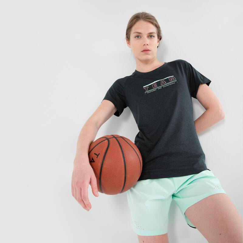 SHORT DE BASKETBALL FEMME SH500 MENTHE