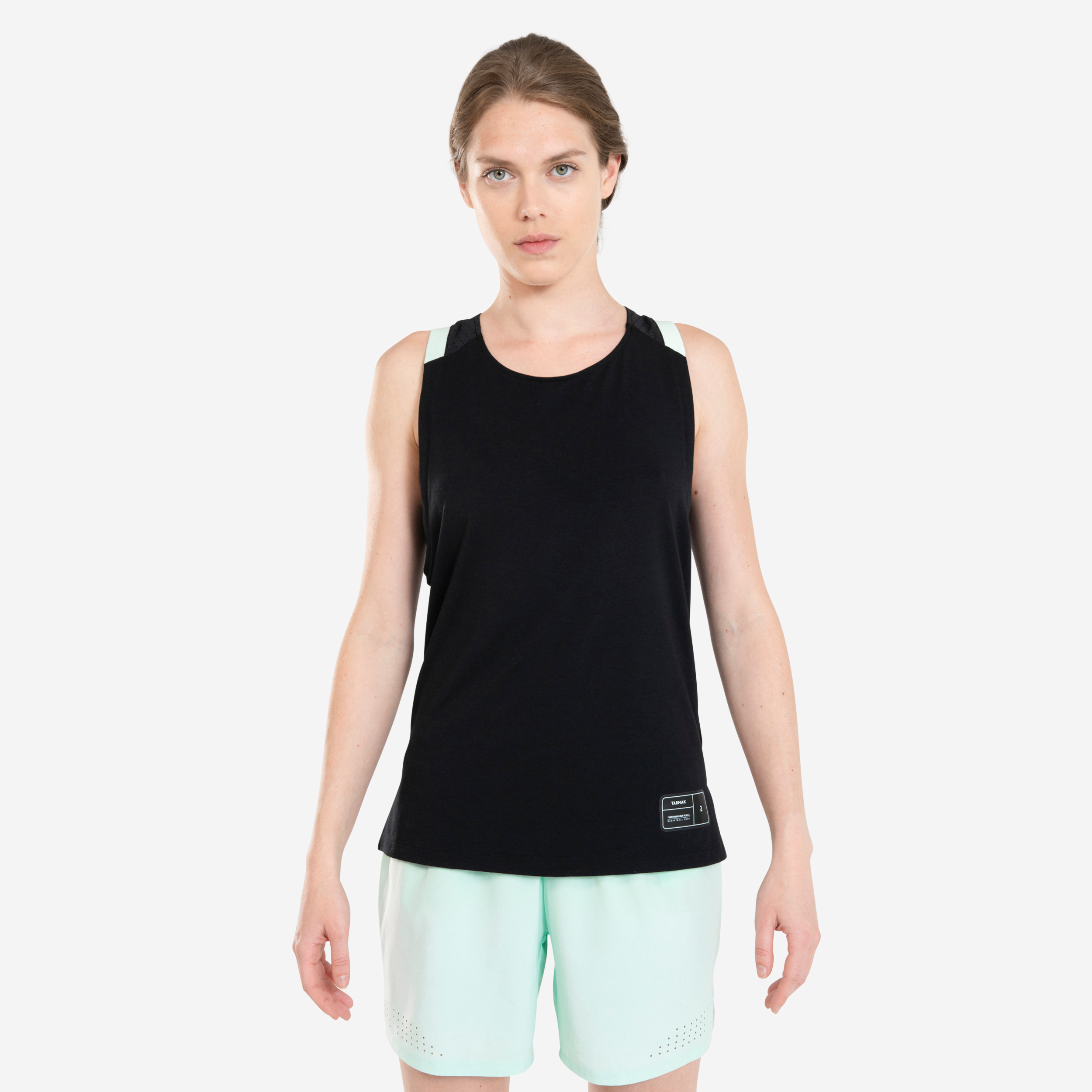 MAILLOT SANS MANCHE DE BASKETBALL POUR FEMME T500 NOIR